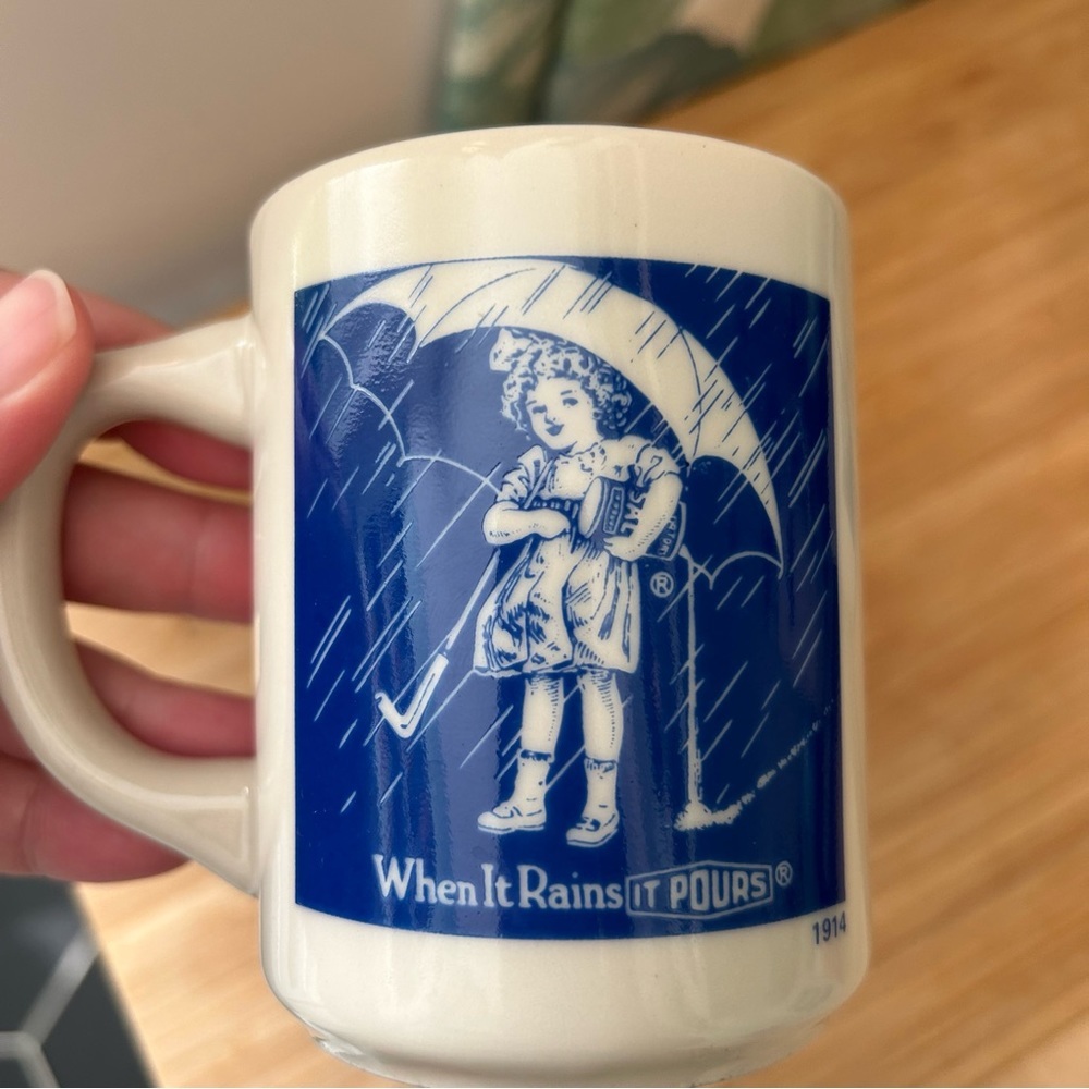 Vintage Morton Salt Mugs white blue advertisement retro - Picture 7 of 9